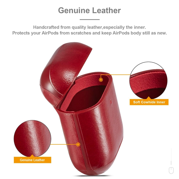 Genuine Leather Crazy Horse Texture Earphone Protective Case for Apple AirPods