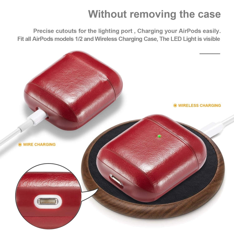 Genuine Leather Crazy Horse Texture Earphone Protective Case for Apple AirPods