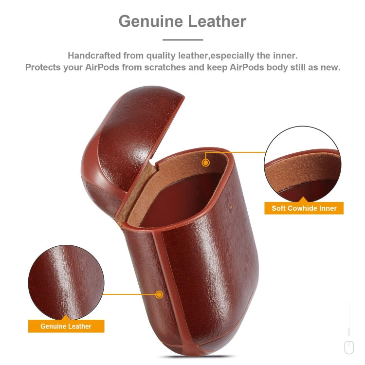 Genuine Leather Crazy Horse Texture Earphone Protective Case for Apple AirPods
