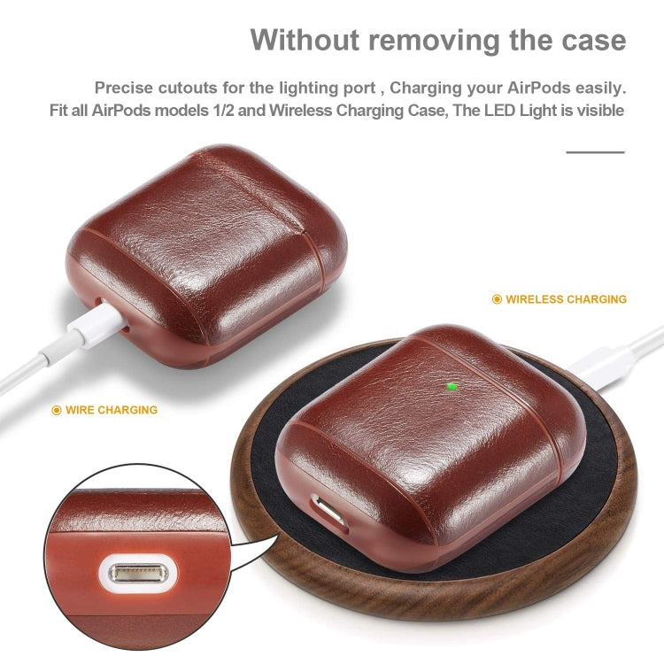 Genuine Leather Crazy Horse Texture Earphone Protective Case for Apple AirPods