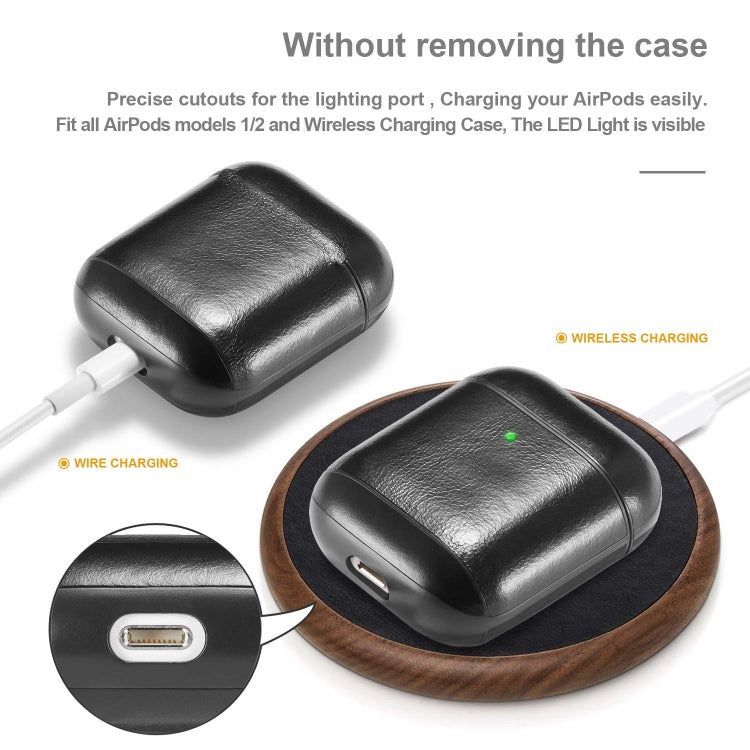 Genuine Leather Crazy Horse Texture Earphone Protective Case for Apple AirPods