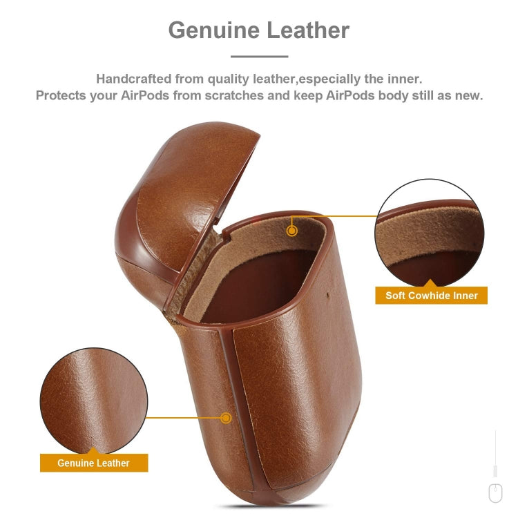 Genuine Leather Crazy Horse Texture Earphone Protective Case for Apple AirPods