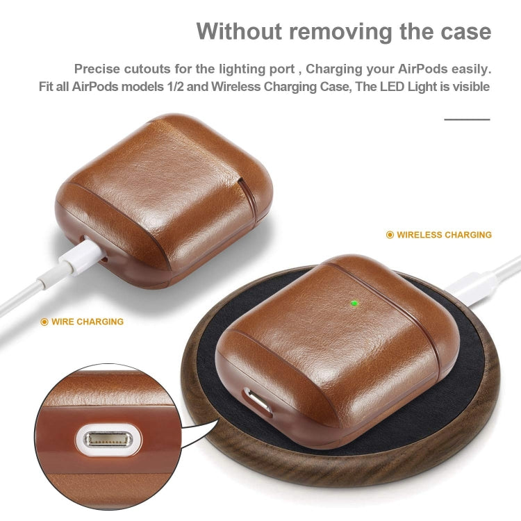 Genuine Leather Crazy Horse Texture Earphone Protective Case for Apple AirPods