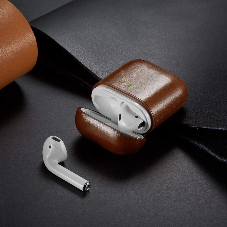 Genuine Leather Crazy Horse Texture Earphone Protective Case for Apple AirPods