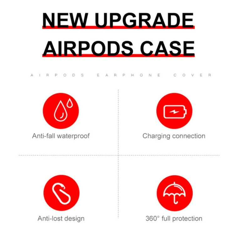 One-piece Leather Texture Silicone Earphone Protective Case for Apple AirPods 2, with Hook