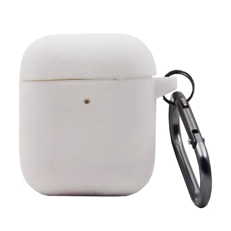 One-piece Leather Texture Silicone Earphone Protective Case for Apple AirPods 2, with Hook