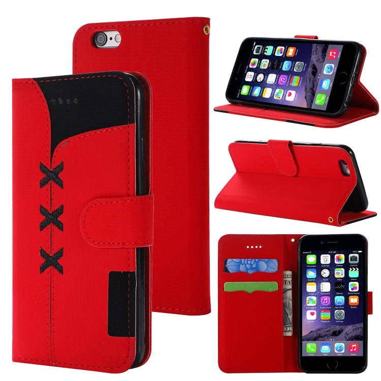 Fabric Stitching Embroidery Horizontal Flip Leather Case With Holder & Card Slots & Wallet for iPhone 6