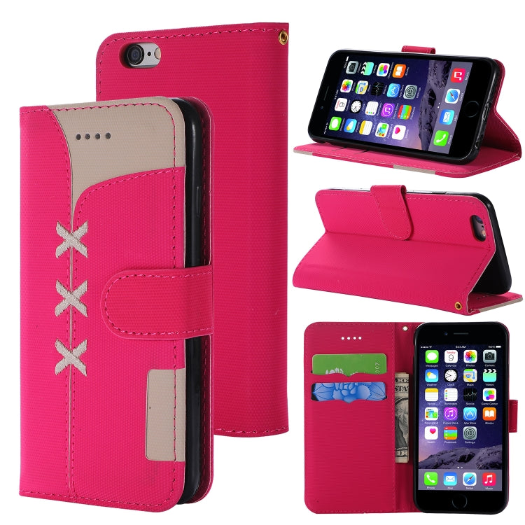 Fabric Stitching Embroidery Horizontal Flip Leather Case With Holder & Card Slots & Wallet for iPhone 6