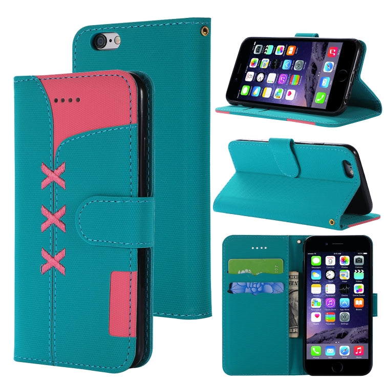 Fabric Stitching Embroidery Horizontal Flip Leather Case With Holder & Card Slots & Wallet for iPhone 6