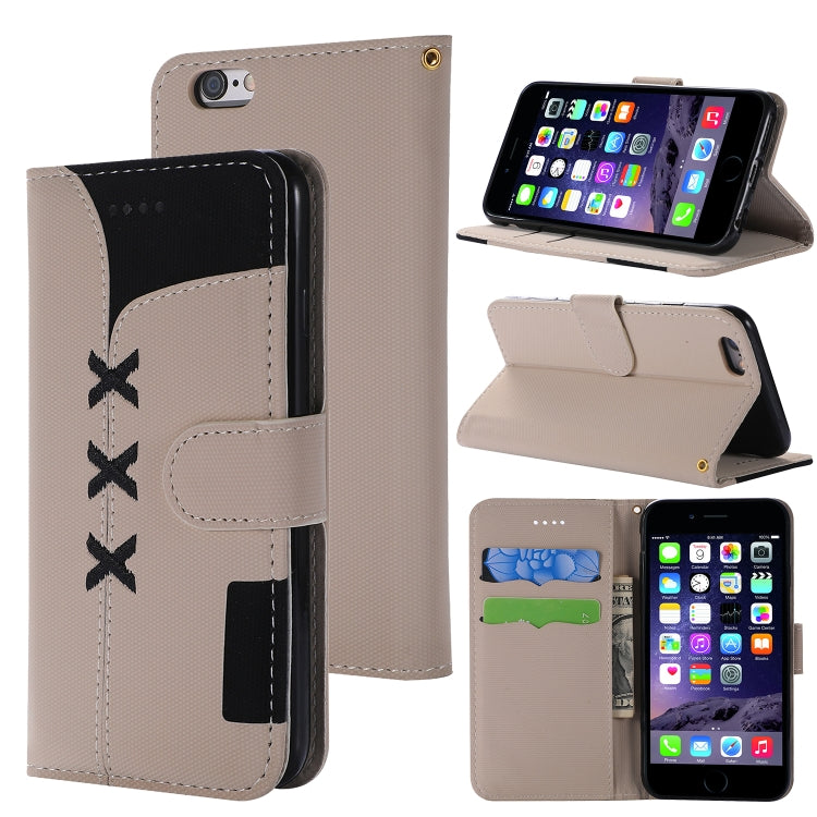 Fabric Stitching Embroidery Horizontal Flip Leather Case With Holder & Card Slots & Wallet for iPhone 6
