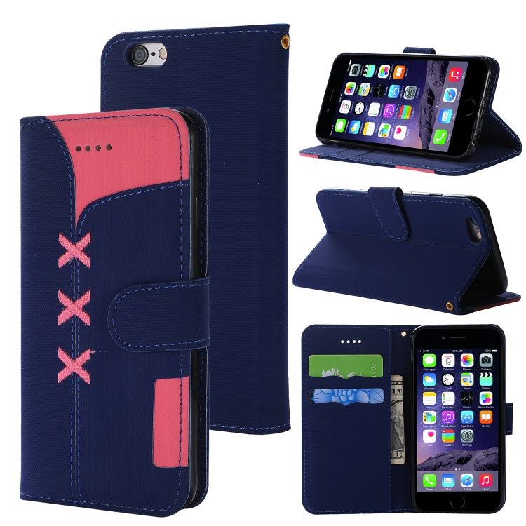 Fabric Stitching Embroidery Horizontal Flip Leather Case With Holder & Card Slots & Wallet for iPhone 6