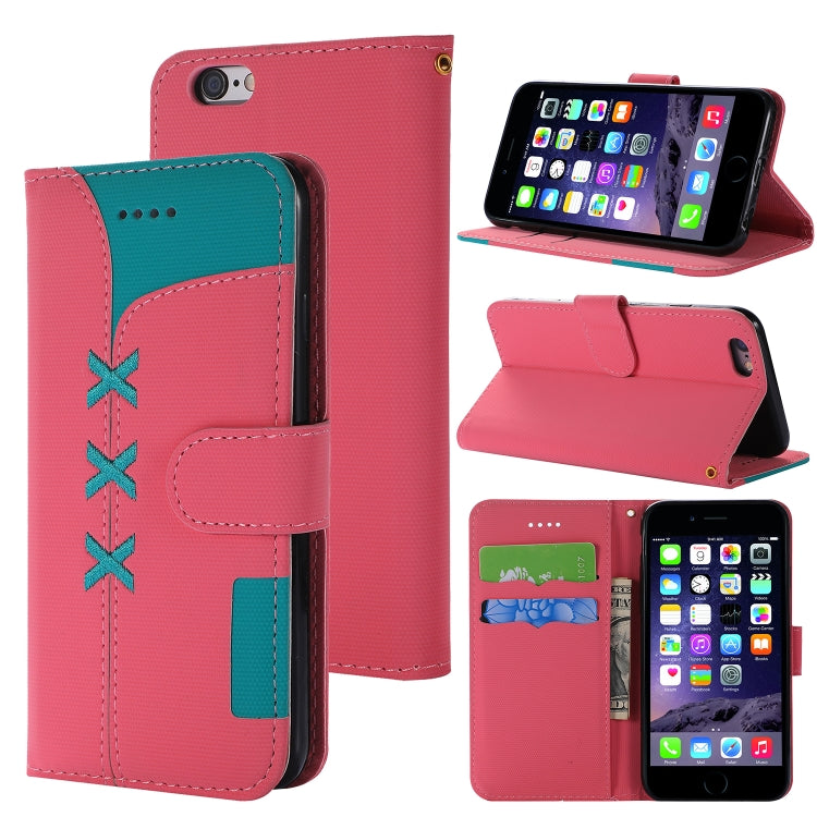 Fabric Stitching Embroidery Horizontal Flip Leather Case With Holder & Card Slots & Wallet for iPhone 6