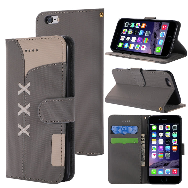 Fabric Stitching Embroidery Horizontal Flip Leather Case With Holder & Card Slots & Wallet for iPhone 6
