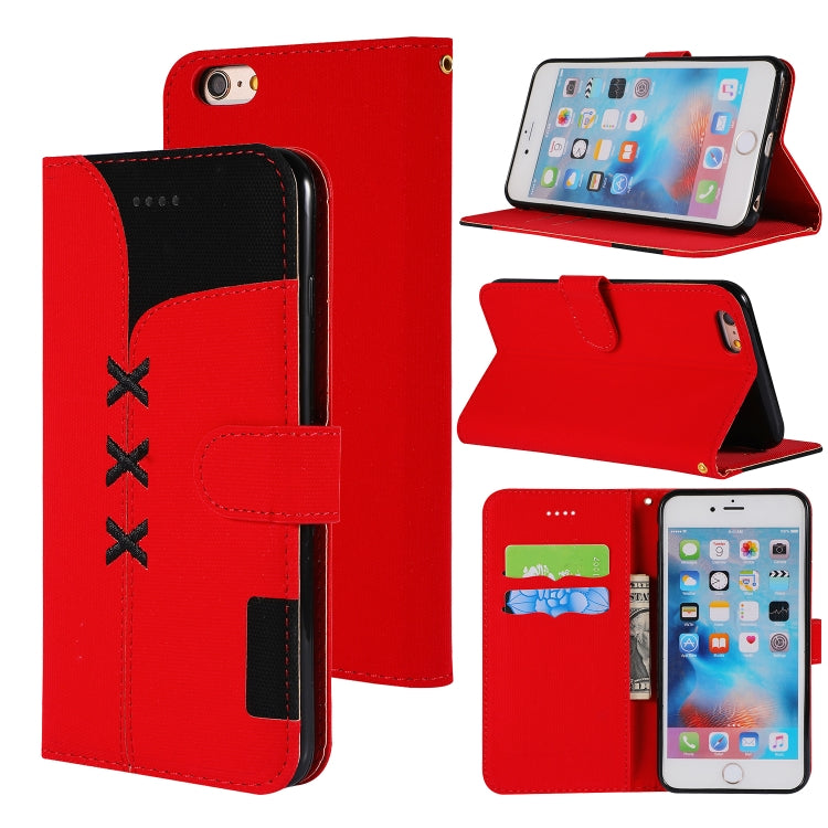 Fabric Stitching Embroidery Horizontal Flip Leather Case With Holder & Card Slots & Wallet for iPhone 6 Plus