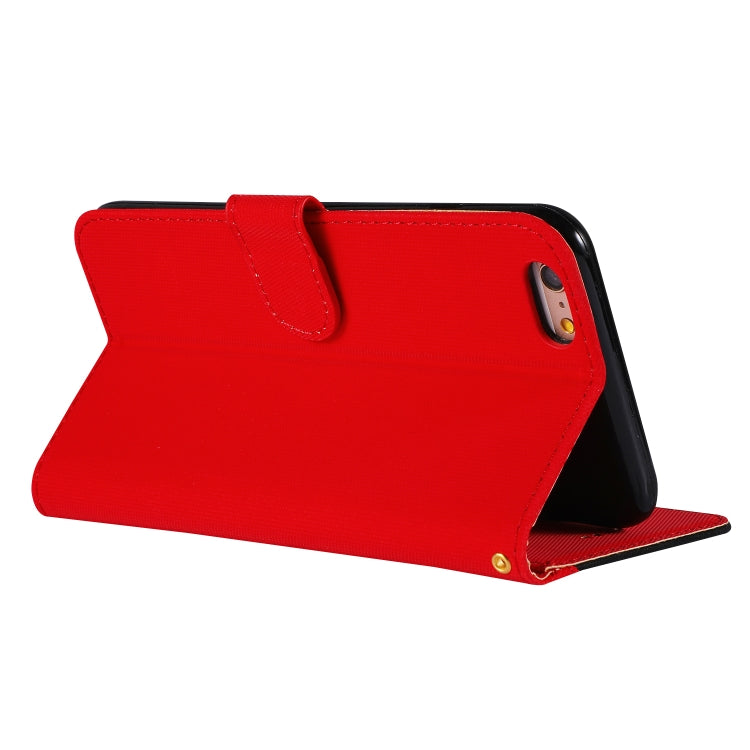 Fabric Stitching Embroidery Horizontal Flip Leather Case With Holder & Card Slots & Wallet for iPhone 6 Plus