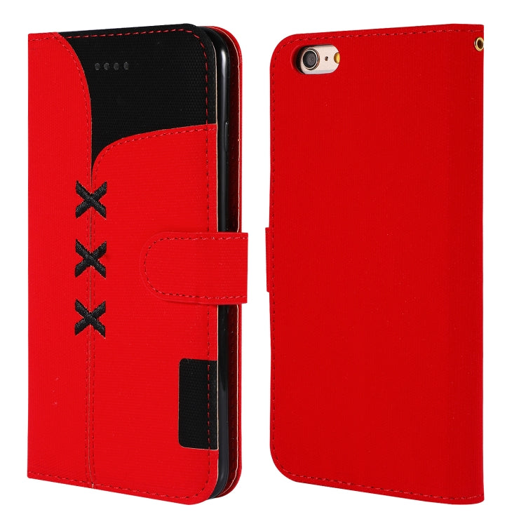Fabric Stitching Embroidery Horizontal Flip Leather Case With Holder & Card Slots & Wallet for iPhone 6 Plus