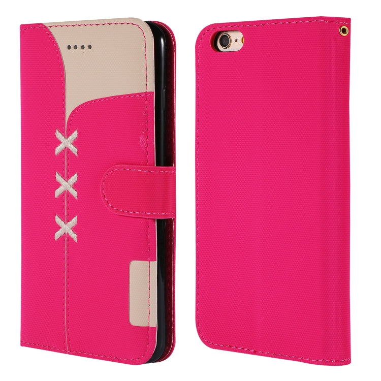 Fabric Stitching Embroidery Horizontal Flip Leather Case With Holder & Card Slots & Wallet for iPhone 6 Plus