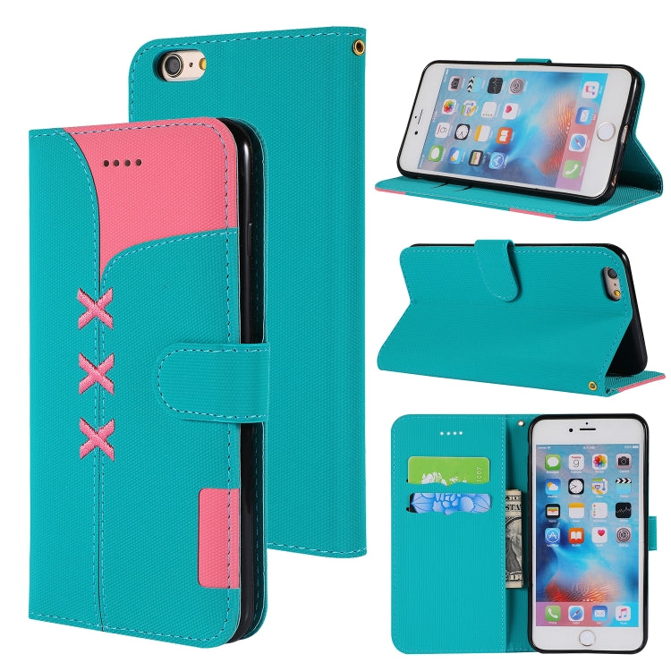 Fabric Stitching Embroidery Horizontal Flip Leather Case With Holder & Card Slots & Wallet for iPhone 6 Plus