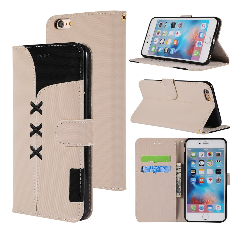 Fabric Stitching Embroidery Horizontal Flip Leather Case With Holder & Card Slots & Wallet for iPhone 6 Plus