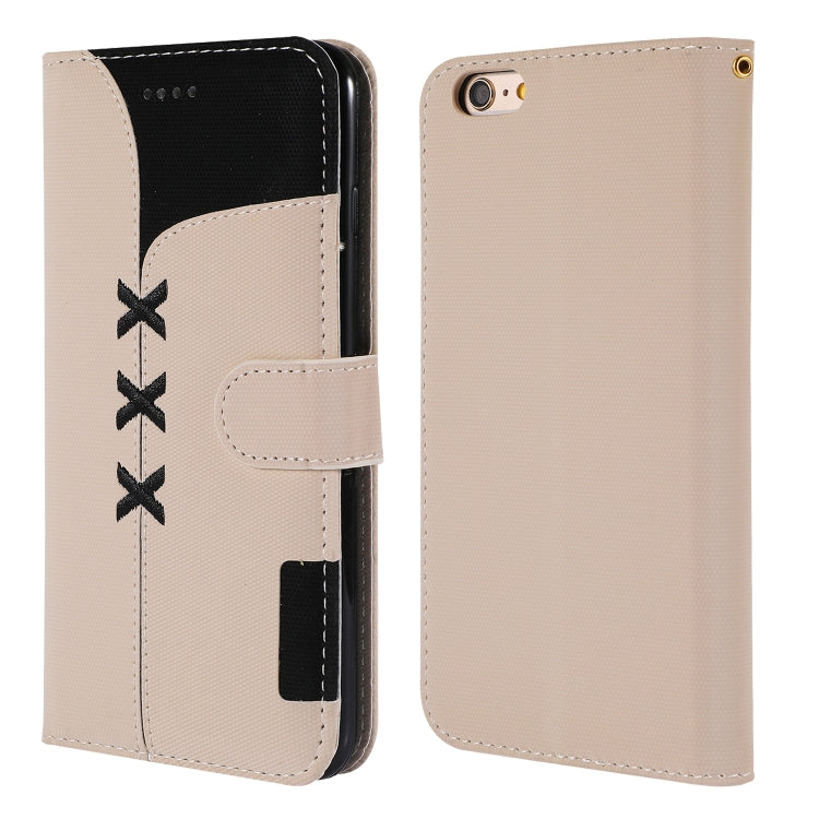 Fabric Stitching Embroidery Horizontal Flip Leather Case With Holder & Card Slots & Wallet for iPhone 6 Plus