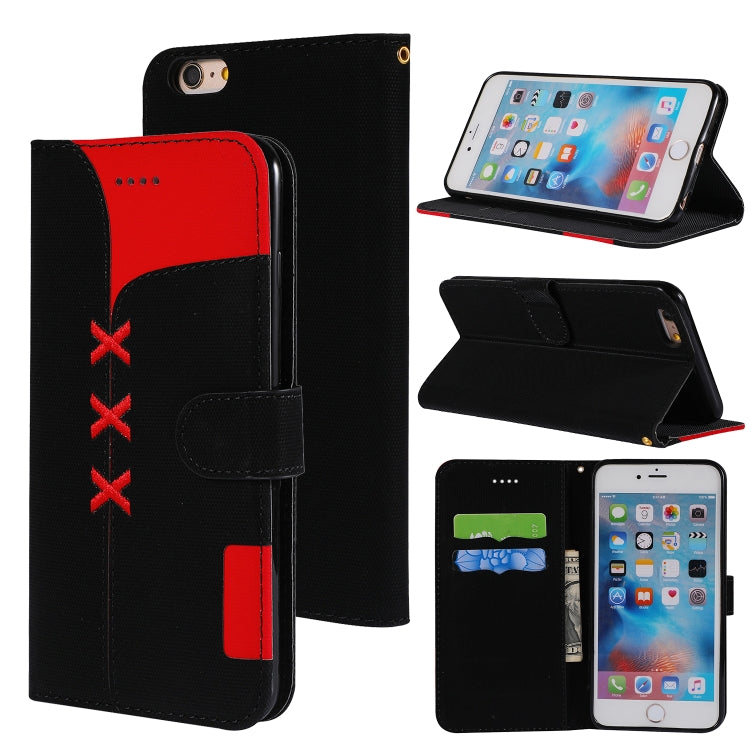 Fabric Stitching Embroidery Horizontal Flip Leather Case With Holder & Card Slots & Wallet for iPhone 6 Plus