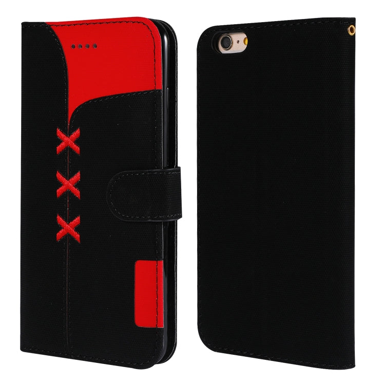 Fabric Stitching Embroidery Horizontal Flip Leather Case With Holder & Card Slots & Wallet for iPhone 6 Plus