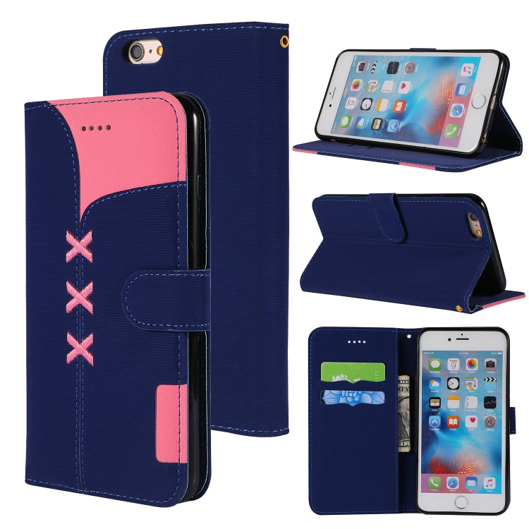 Fabric Stitching Embroidery Horizontal Flip Leather Case With Holder & Card Slots & Wallet for iPhone 6 Plus