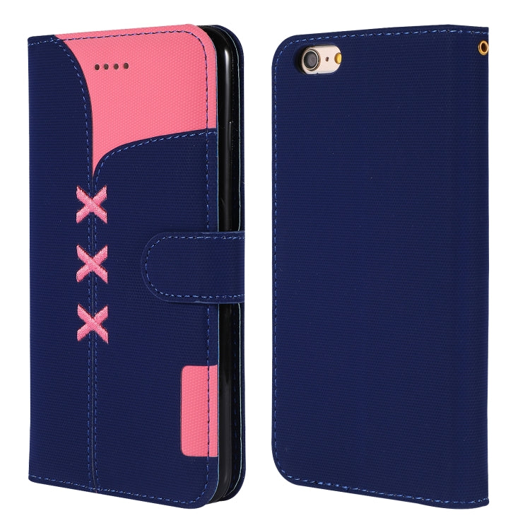 Fabric Stitching Embroidery Horizontal Flip Leather Case With Holder & Card Slots & Wallet for iPhone 6 Plus