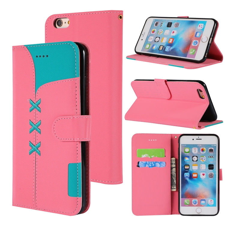 Fabric Stitching Embroidery Horizontal Flip Leather Case With Holder & Card Slots & Wallet for iPhone 6 Plus