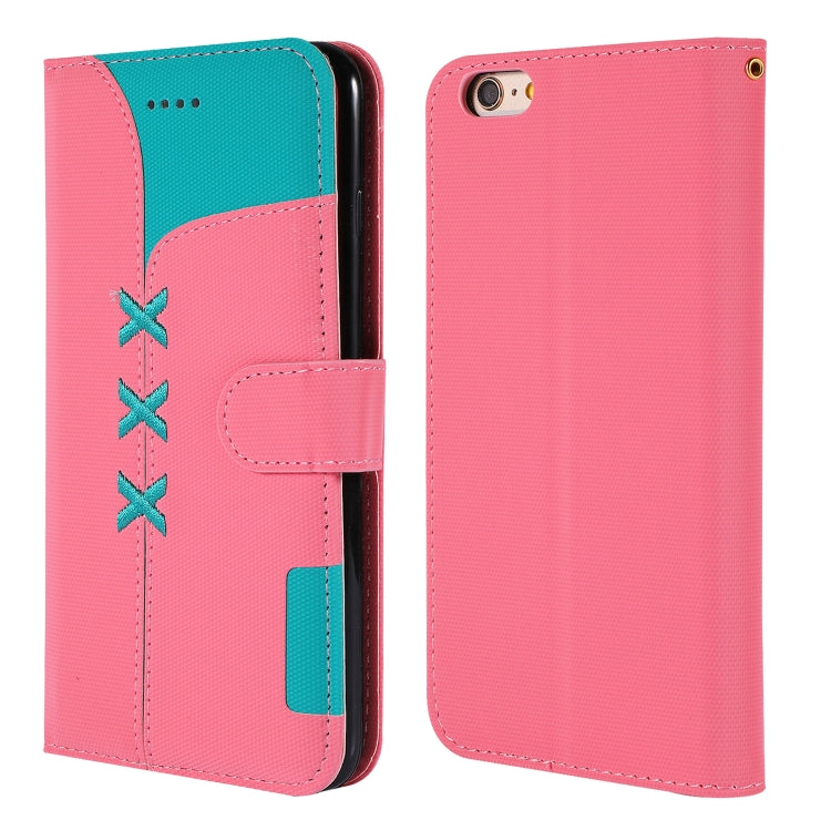 Fabric Stitching Embroidery Horizontal Flip Leather Case With Holder & Card Slots & Wallet for iPhone 6 Plus