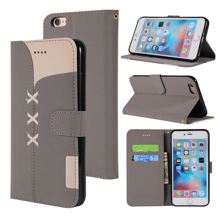 Fabric Stitching Embroidery Horizontal Flip Leather Case With Holder & Card Slots & Wallet for iPhone 6 Plus