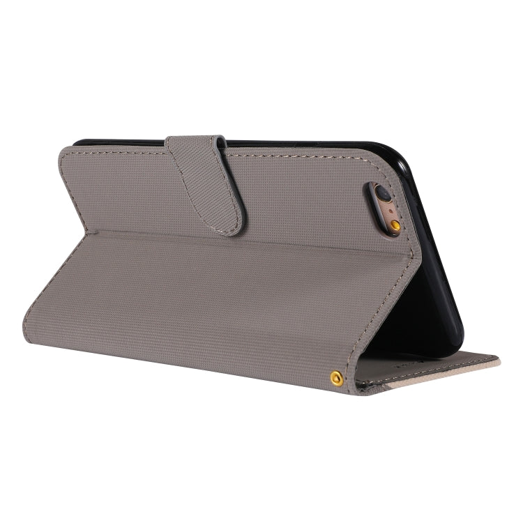 Fabric Stitching Embroidery Horizontal Flip Leather Case With Holder & Card Slots & Wallet for iPhone 6 Plus