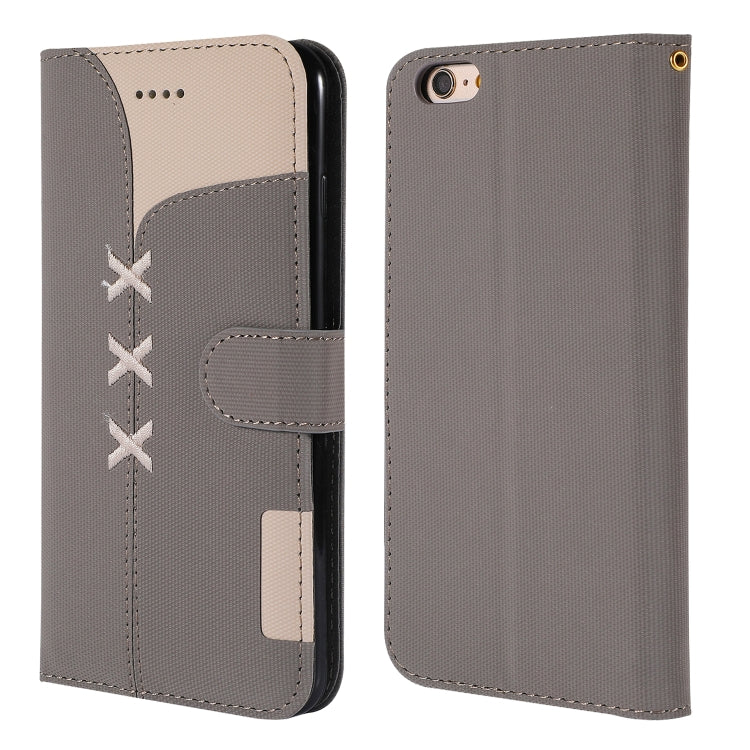 Fabric Stitching Embroidery Horizontal Flip Leather Case With Holder & Card Slots & Wallet for iPhone 6 Plus