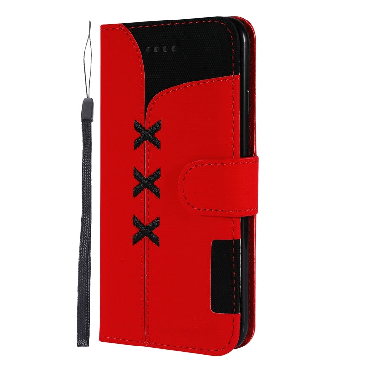 For iPhone SE 2022 / SE 2020 / 8 / 7 Fabric Stitching Embroidery Horizontal Flip Leather Case With Holder & Card Slots & Wallet