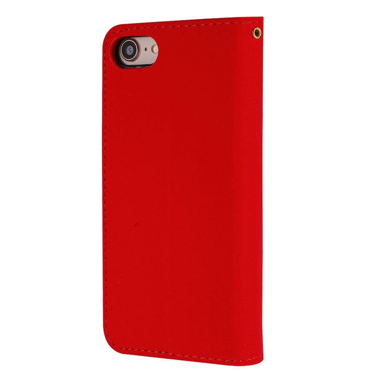 For iPhone SE 2022 / SE 2020 / 8 / 7 Fabric Stitching Embroidery Horizontal Flip Leather Case With Holder & Card Slots & Wallet