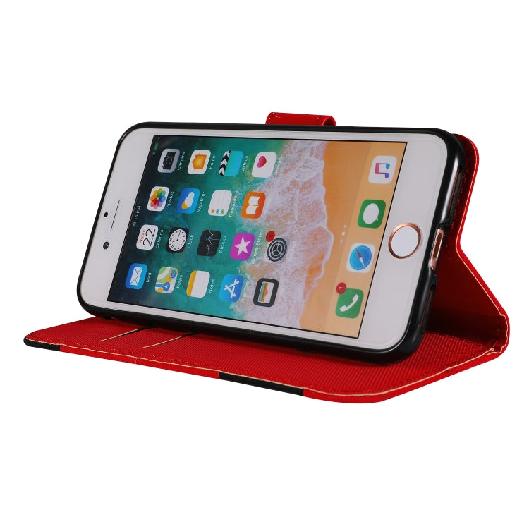 For iPhone SE 2022 / SE 2020 / 8 / 7 Fabric Stitching Embroidery Horizontal Flip Leather Case With Holder & Card Slots & Wallet