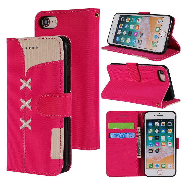 For iPhone SE 2022 / SE 2020 / 8 / 7 Fabric Stitching Embroidery Horizontal Flip Leather Case With Holder & Card Slots & Wallet