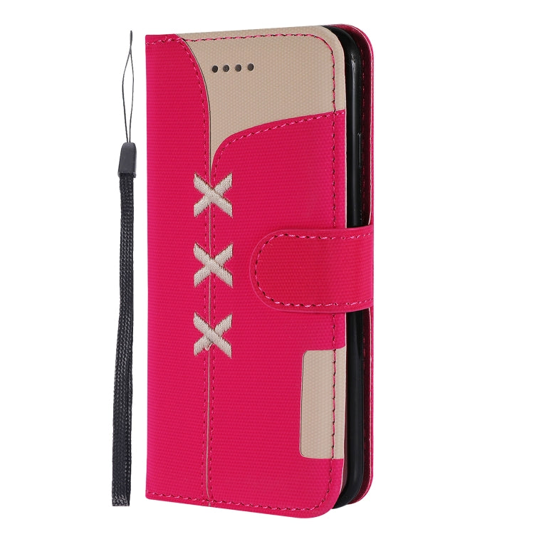 For iPhone SE 2022 / SE 2020 / 8 / 7 Fabric Stitching Embroidery Horizontal Flip Leather Case With Holder & Card Slots & Wallet
