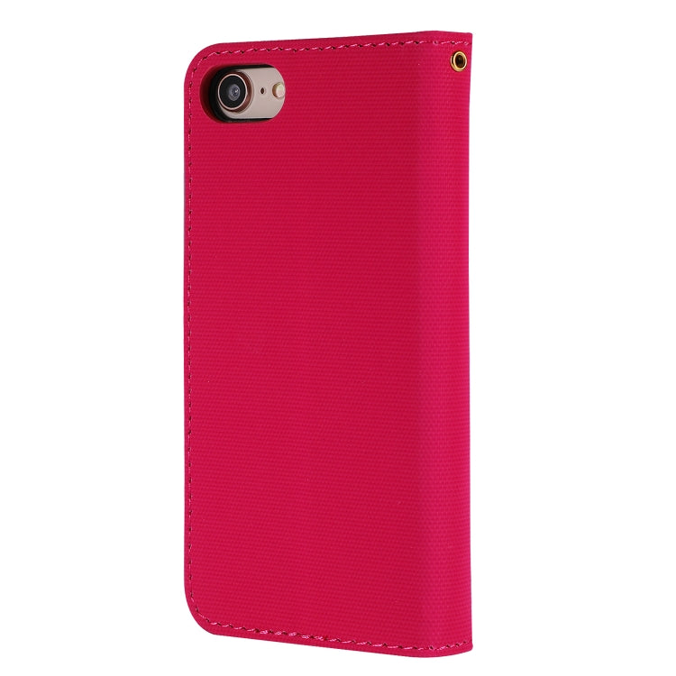 For iPhone SE 2022 / SE 2020 / 8 / 7 Fabric Stitching Embroidery Horizontal Flip Leather Case With Holder & Card Slots & Wallet