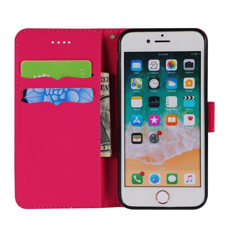 For iPhone SE 2022 / SE 2020 / 8 / 7 Fabric Stitching Embroidery Horizontal Flip Leather Case With Holder & Card Slots & Wallet