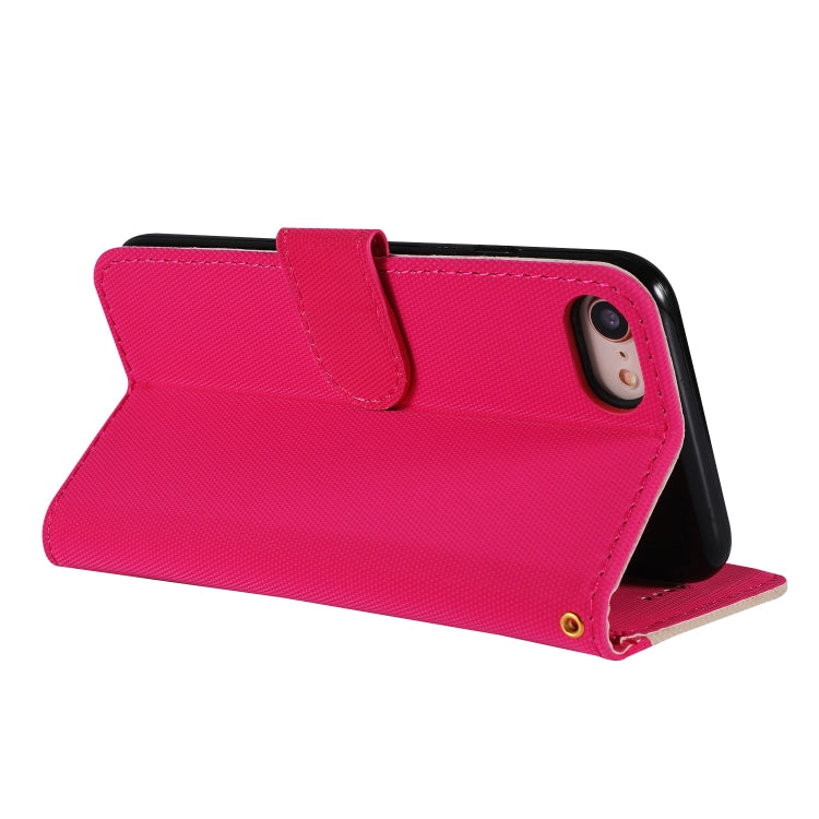 For iPhone SE 2022 / SE 2020 / 8 / 7 Fabric Stitching Embroidery Horizontal Flip Leather Case With Holder & Card Slots & Wallet