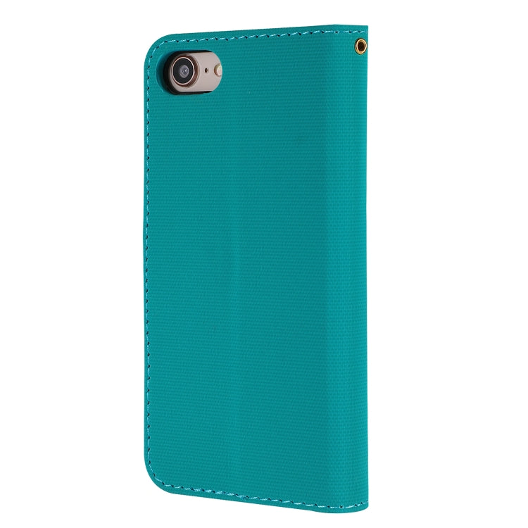 For iPhone SE 2022 / SE 2020 / 8 / 7 Fabric Stitching Embroidery Horizontal Flip Leather Case With Holder & Card Slots & Wallet