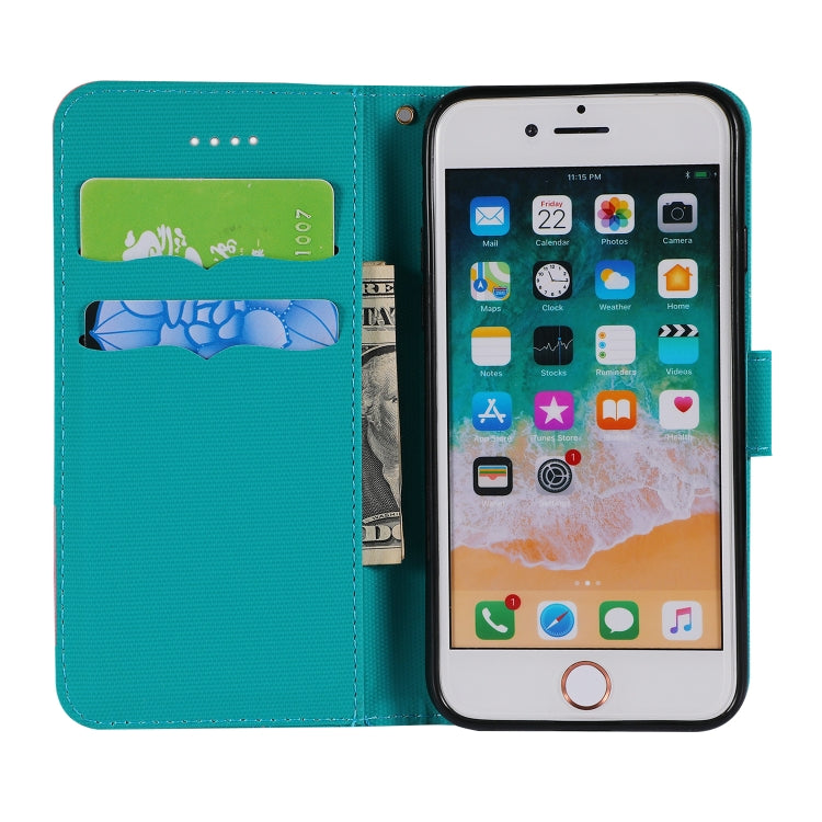 For iPhone SE 2022 / SE 2020 / 8 / 7 Fabric Stitching Embroidery Horizontal Flip Leather Case With Holder & Card Slots & Wallet