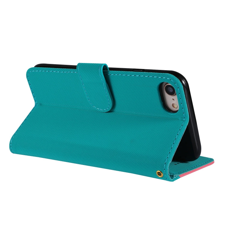 For iPhone SE 2022 / SE 2020 / 8 / 7 Fabric Stitching Embroidery Horizontal Flip Leather Case With Holder & Card Slots & Wallet