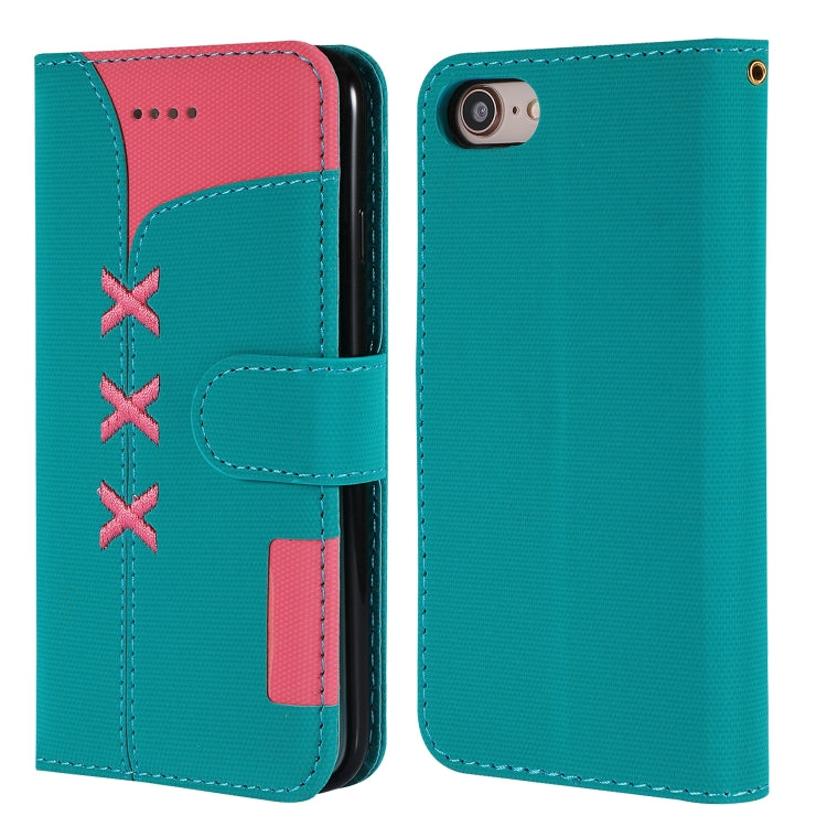 For iPhone SE 2022 / SE 2020 / 8 / 7 Fabric Stitching Embroidery Horizontal Flip Leather Case With Holder & Card Slots & Wallet