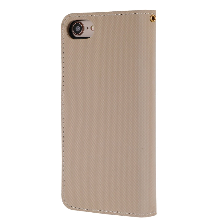 For iPhone SE 2022 / SE 2020 / 8 / 7 Fabric Stitching Embroidery Horizontal Flip Leather Case With Holder & Card Slots & Wallet