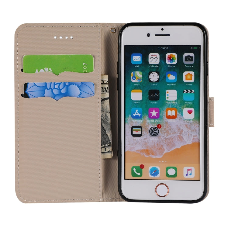For iPhone SE 2022 / SE 2020 / 8 / 7 Fabric Stitching Embroidery Horizontal Flip Leather Case With Holder & Card Slots & Wallet