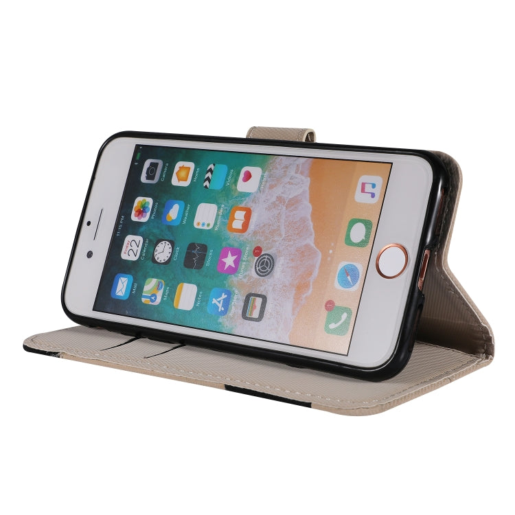 For iPhone SE 2022 / SE 2020 / 8 / 7 Fabric Stitching Embroidery Horizontal Flip Leather Case With Holder & Card Slots & Wallet