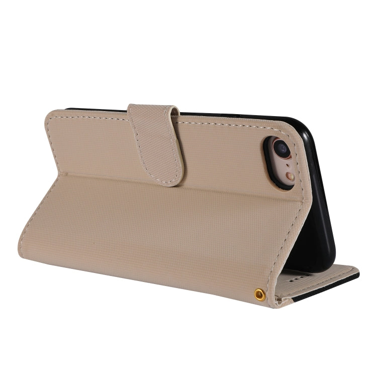 For iPhone SE 2022 / SE 2020 / 8 / 7 Fabric Stitching Embroidery Horizontal Flip Leather Case With Holder & Card Slots & Wallet