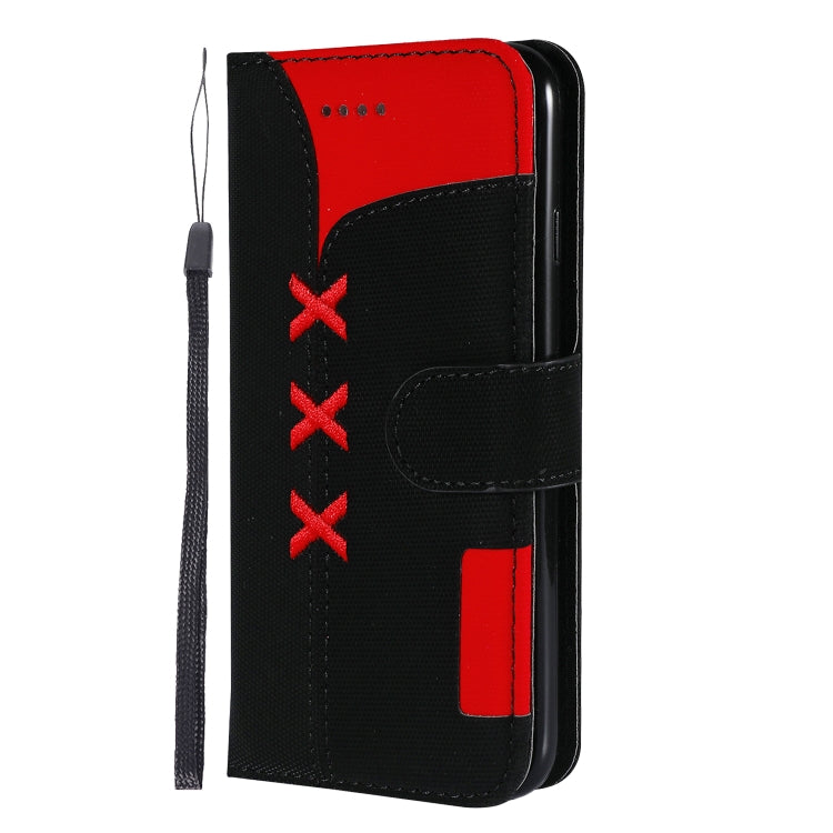 For iPhone SE 2022 / SE 2020 / 8 / 7 Fabric Stitching Embroidery Horizontal Flip Leather Case With Holder & Card Slots & Wallet
